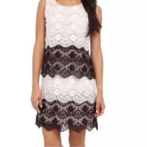 Jessica Simpson white and black lace dress